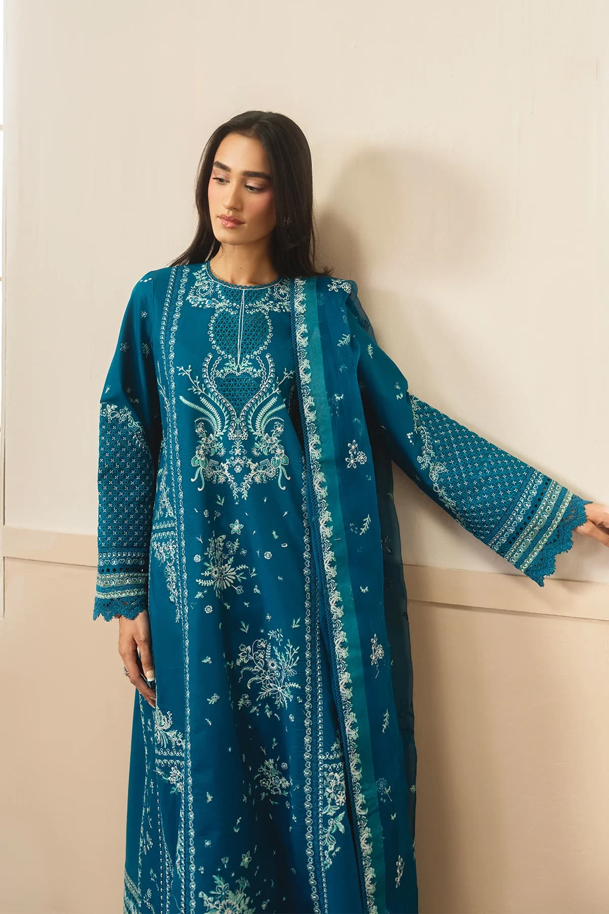 Ayzel Embroidered Lawn 26 Whisper Olive 3 PC