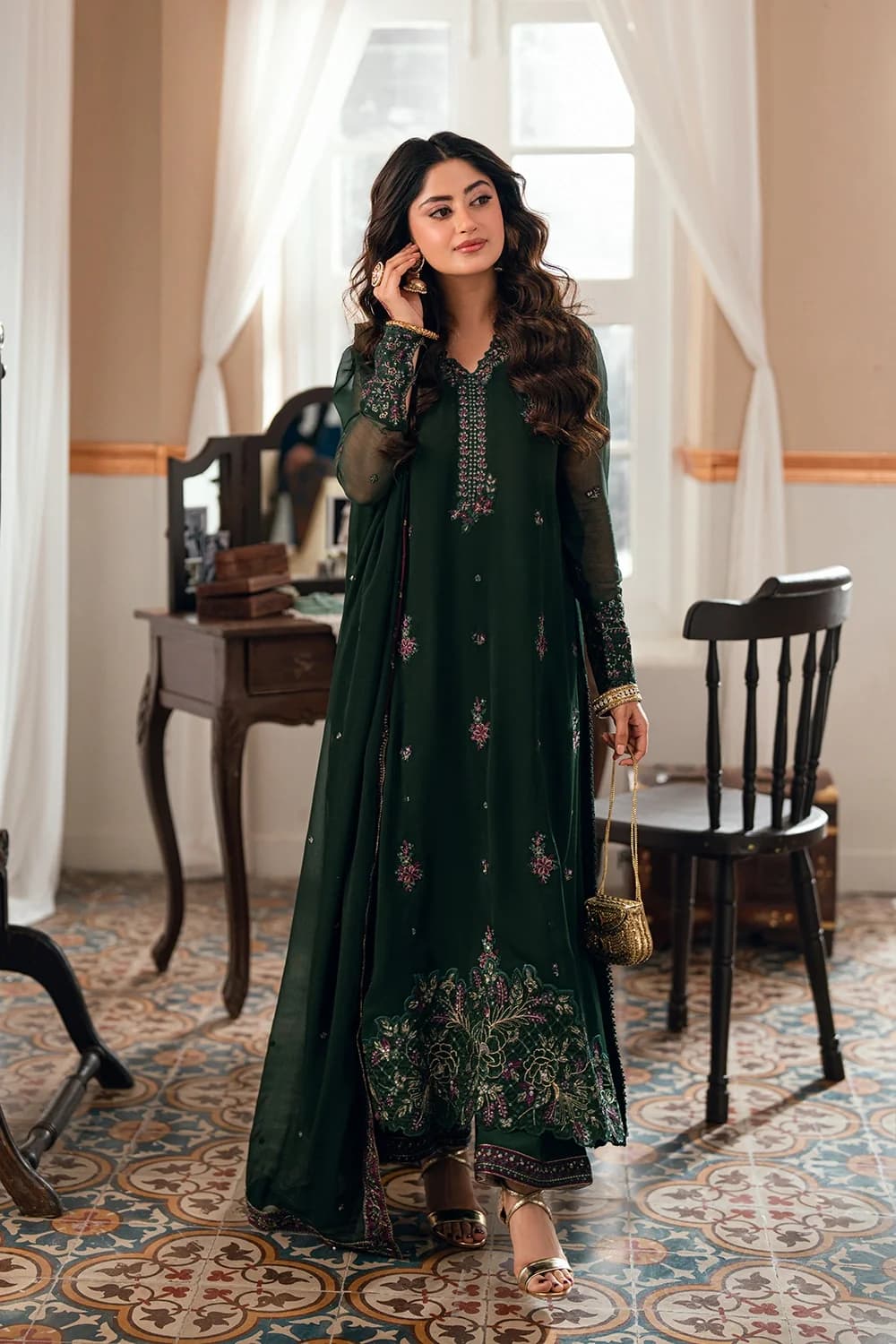 Azure Eid Ensembles Glimmer Green 3 PC
